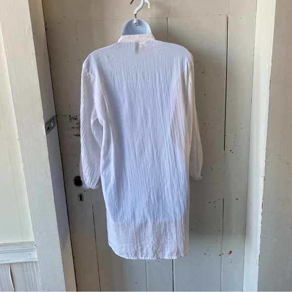 Lauren Ralph Lauren White Poet Boho Peasant Blouse Shirt Tunic Cover-up - Picture 3 of 11